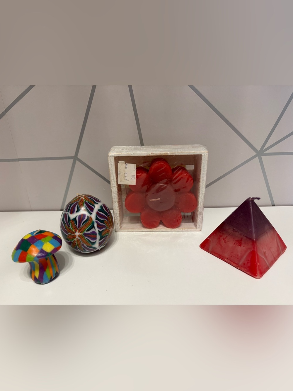 Vintage Psychedelic Candle Lot Mushroom Egg Pyramid Citronella Daisy